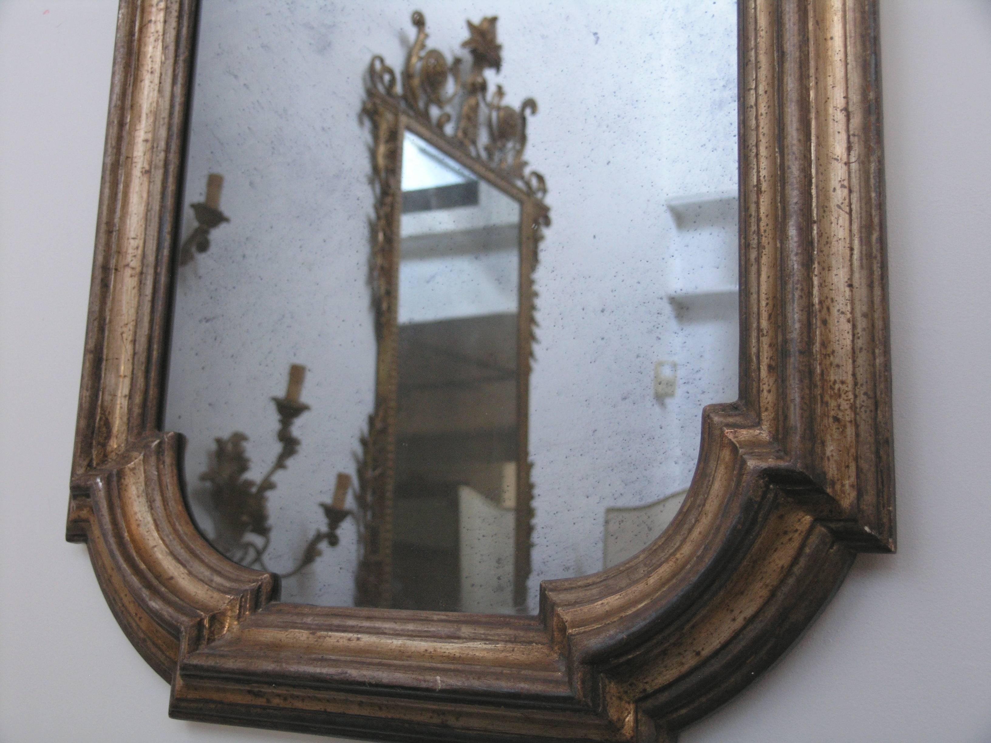 Italian Silver Giltwood Mirror In Excellent Condition In Los Angeles, CA