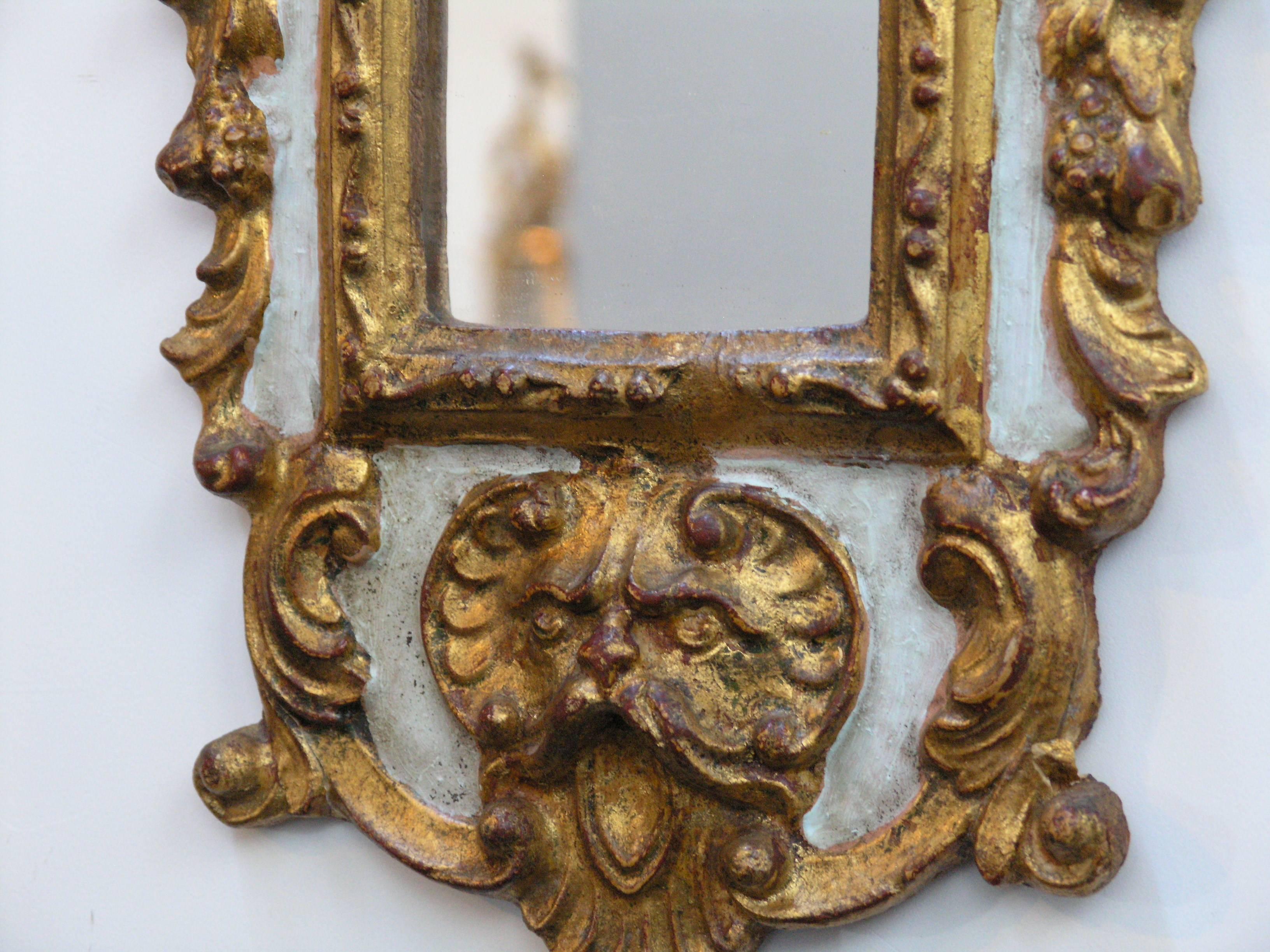  Pair of Italian Parcel Paint and Giltwood Mirrors In Excellent Condition For Sale In Los Angeles, CA