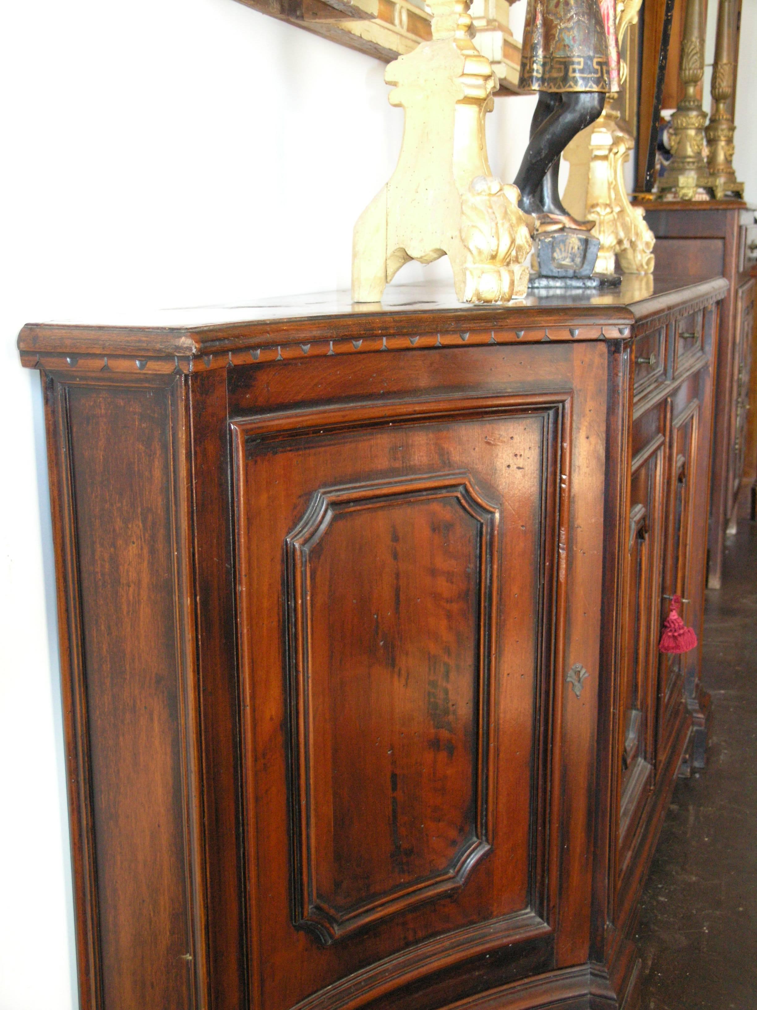 19th Century Chestnut Northern Italian Credenza For Sale