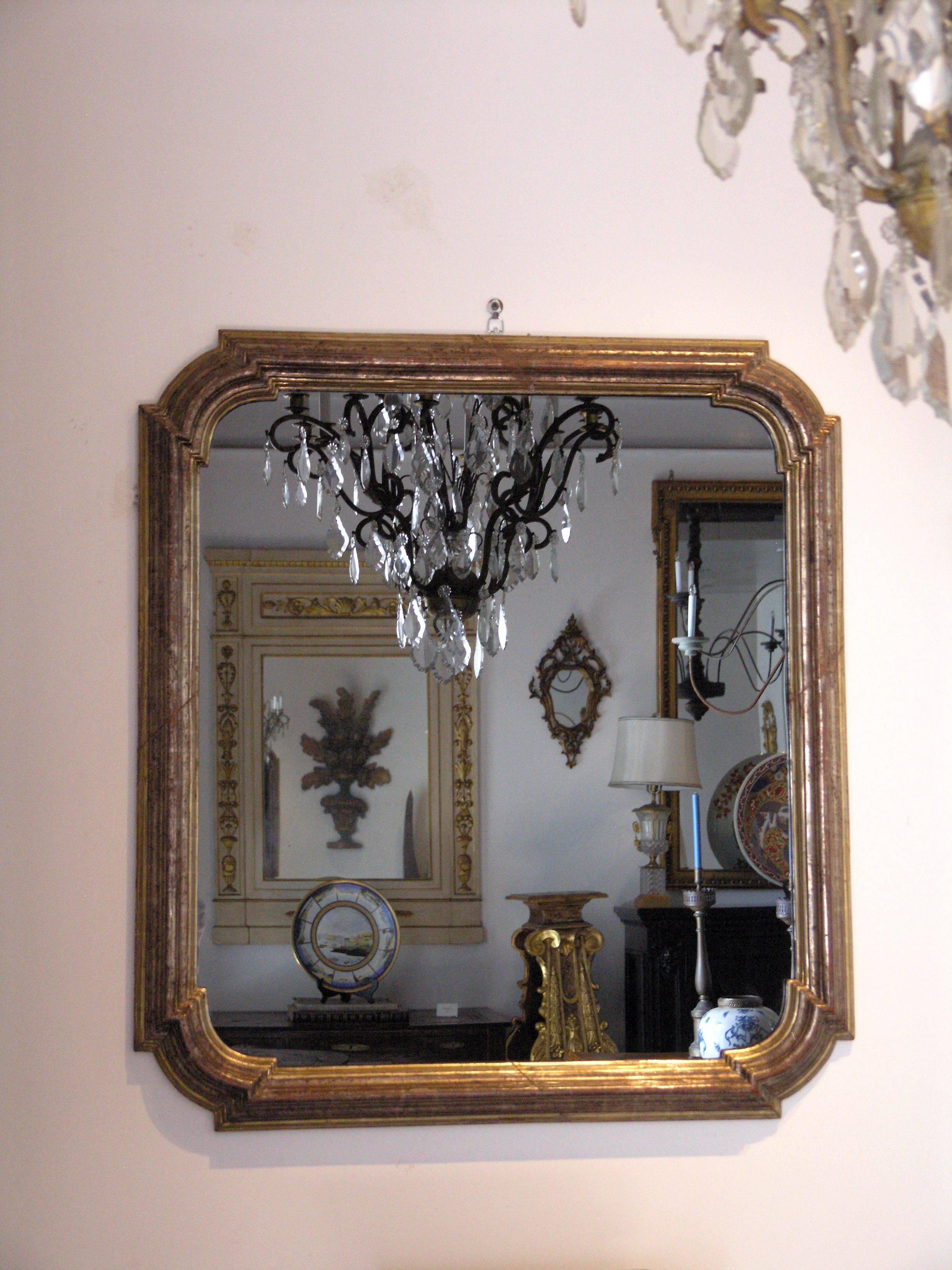 Italian  Louis Philippe Silver Giltwood Mirror