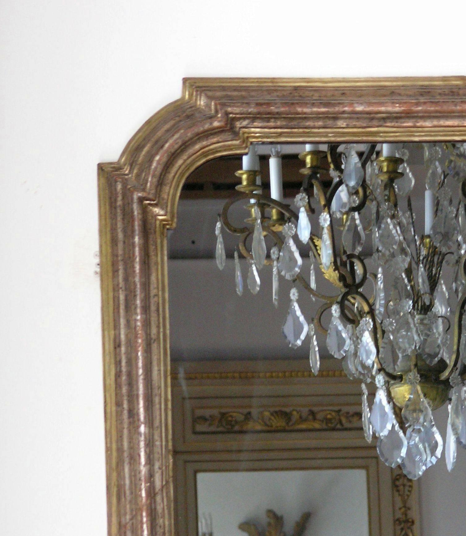  Louis Philippe Silver Giltwood Mirror In Excellent Condition In Los Angeles, CA