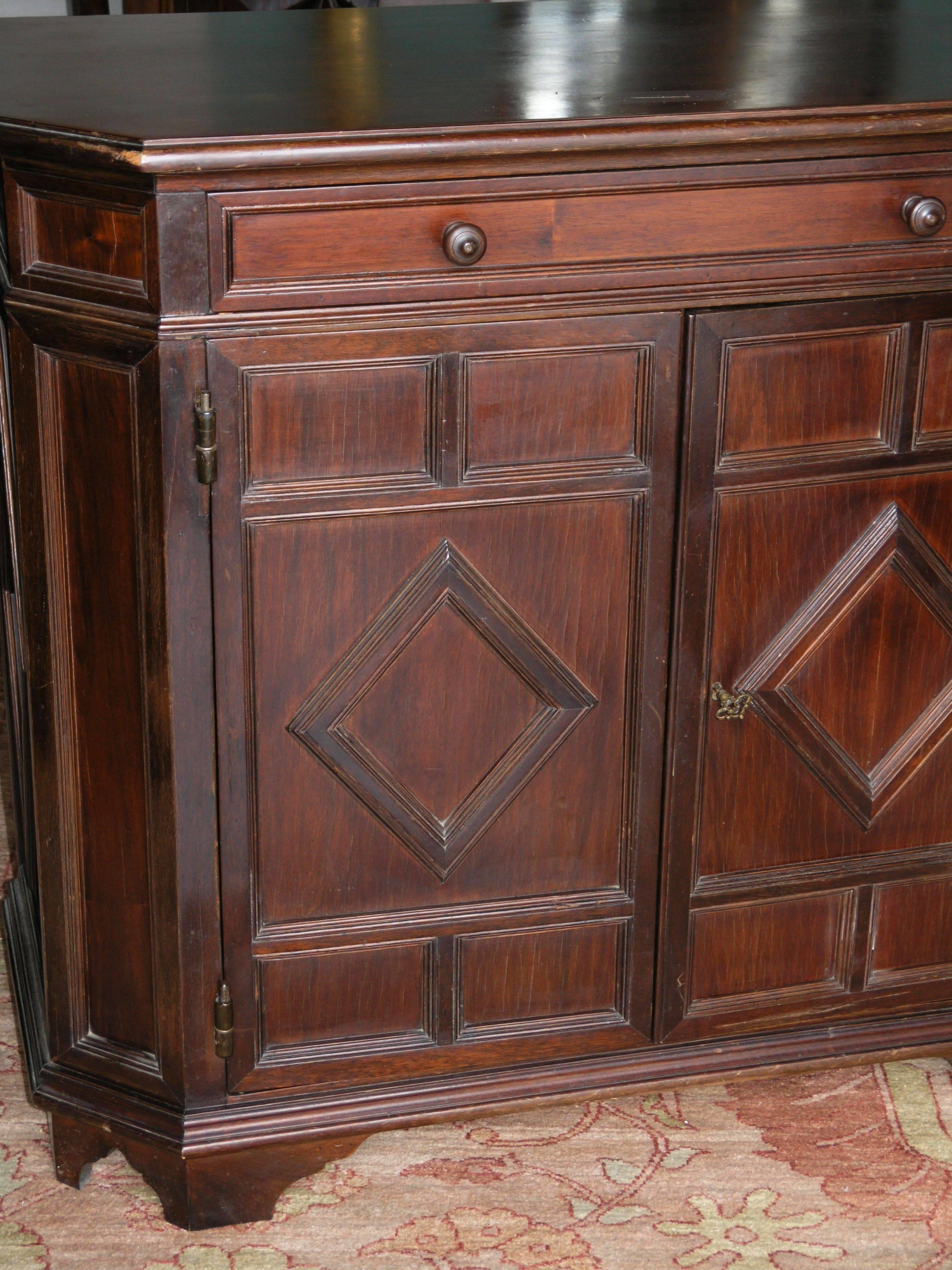 Carved  Italian Chestnut Credenza