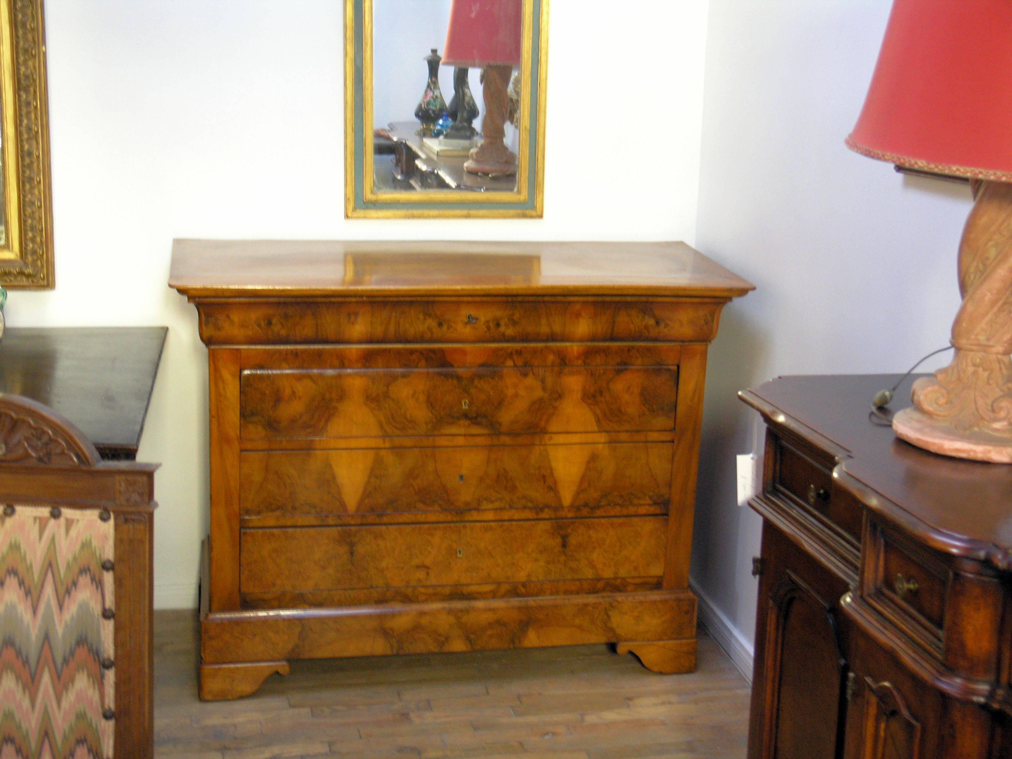 Louis Philippe Louise Philippe Burl Walnut Commode For Sale
