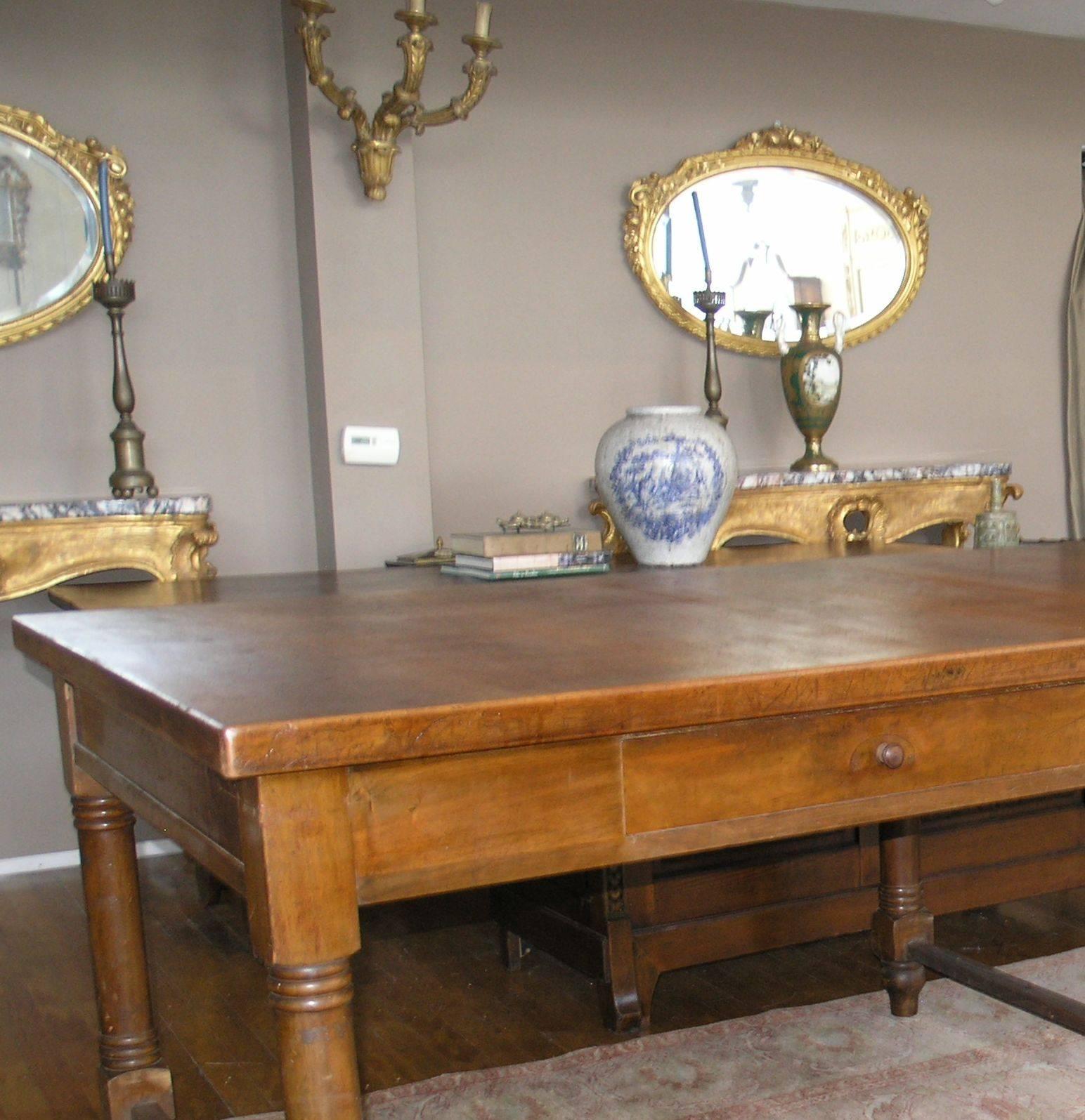   Italian walnut Farm Table , 19th Century For Sale 1