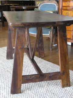 Tuscan Trestle Walnut farm table , 19th Century