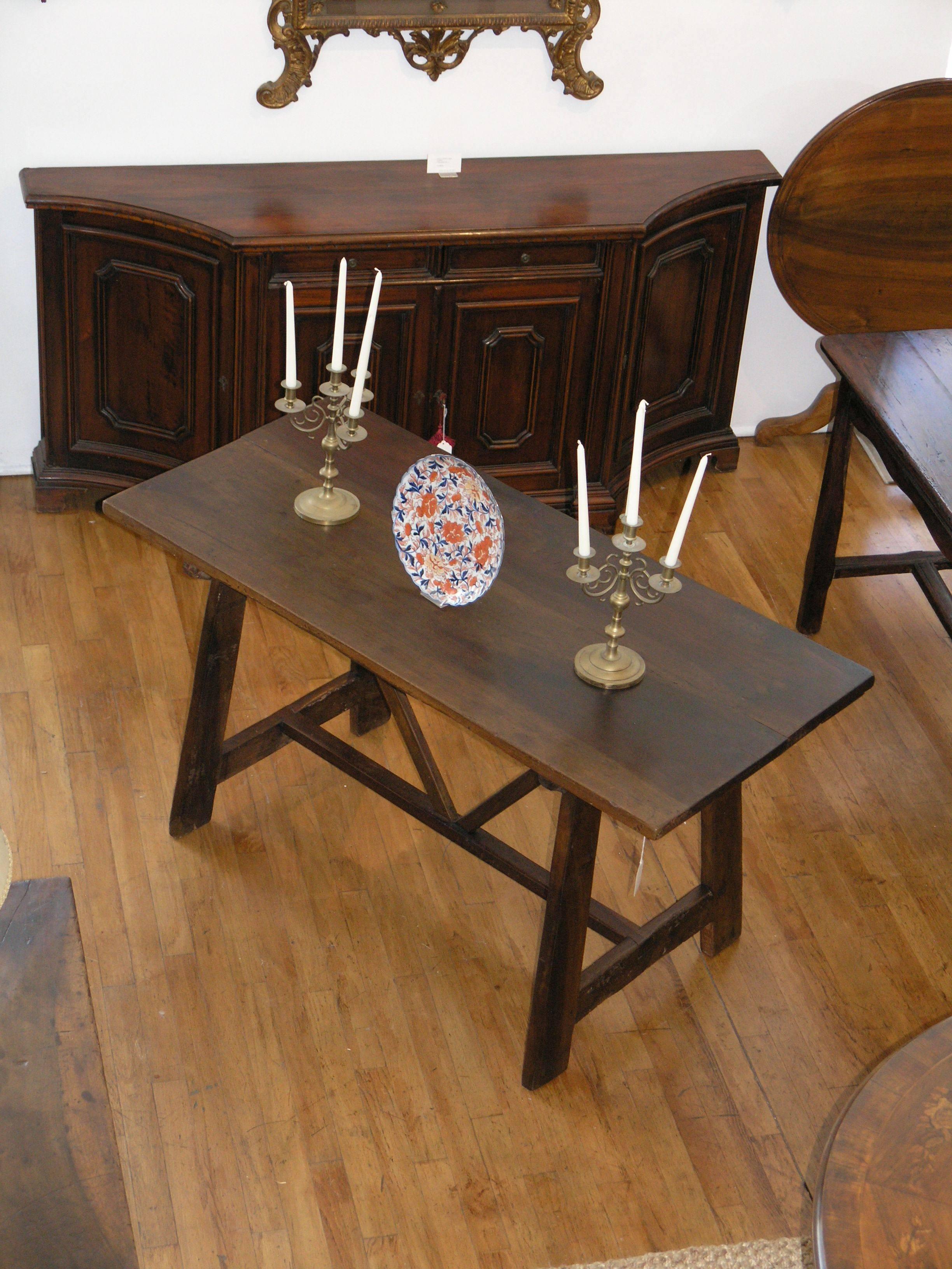  Tuscan Trestle Walnut farm table , 19th Century 1