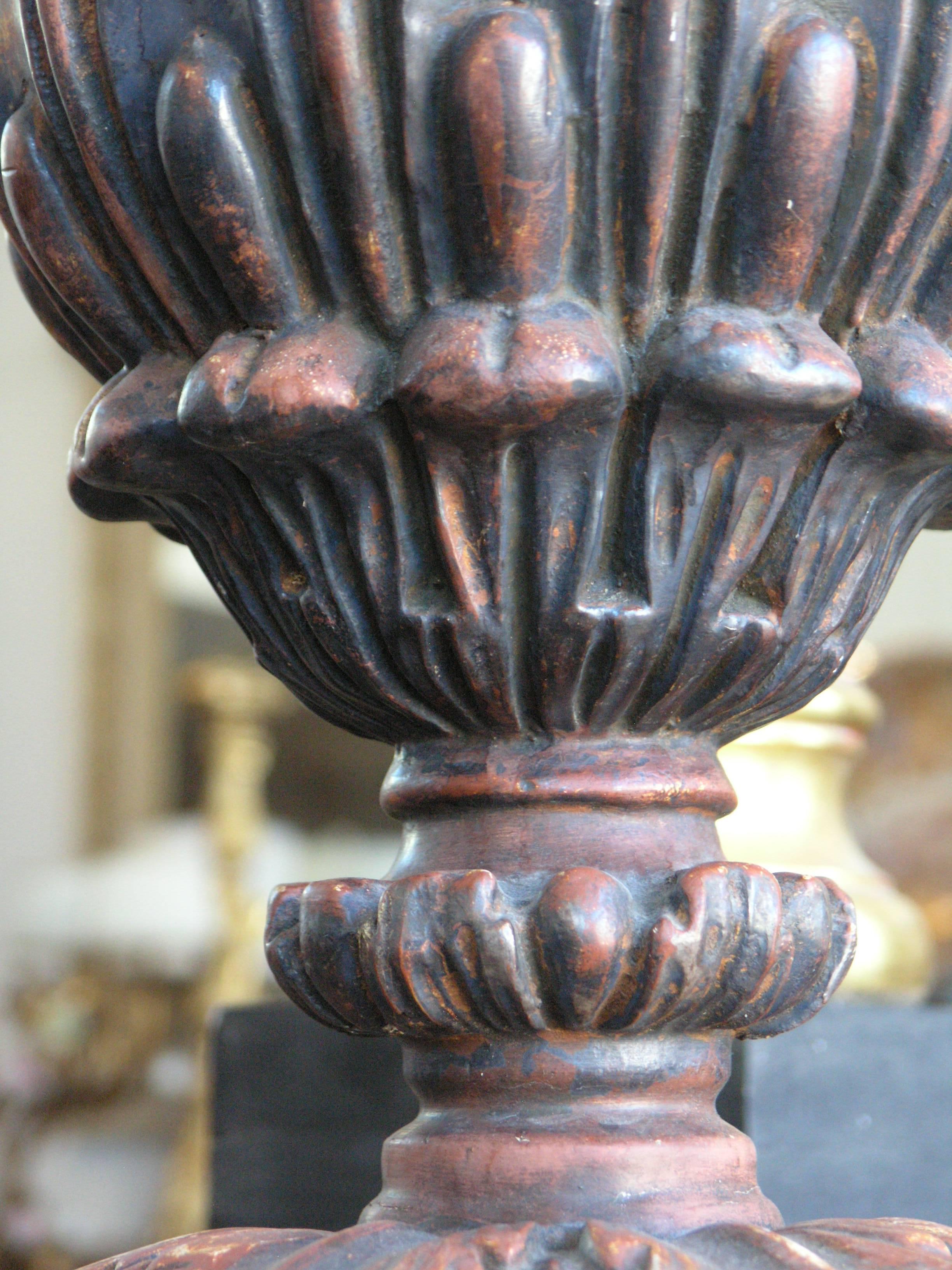 Carved 19th Century Urn Table Lamp For Sale