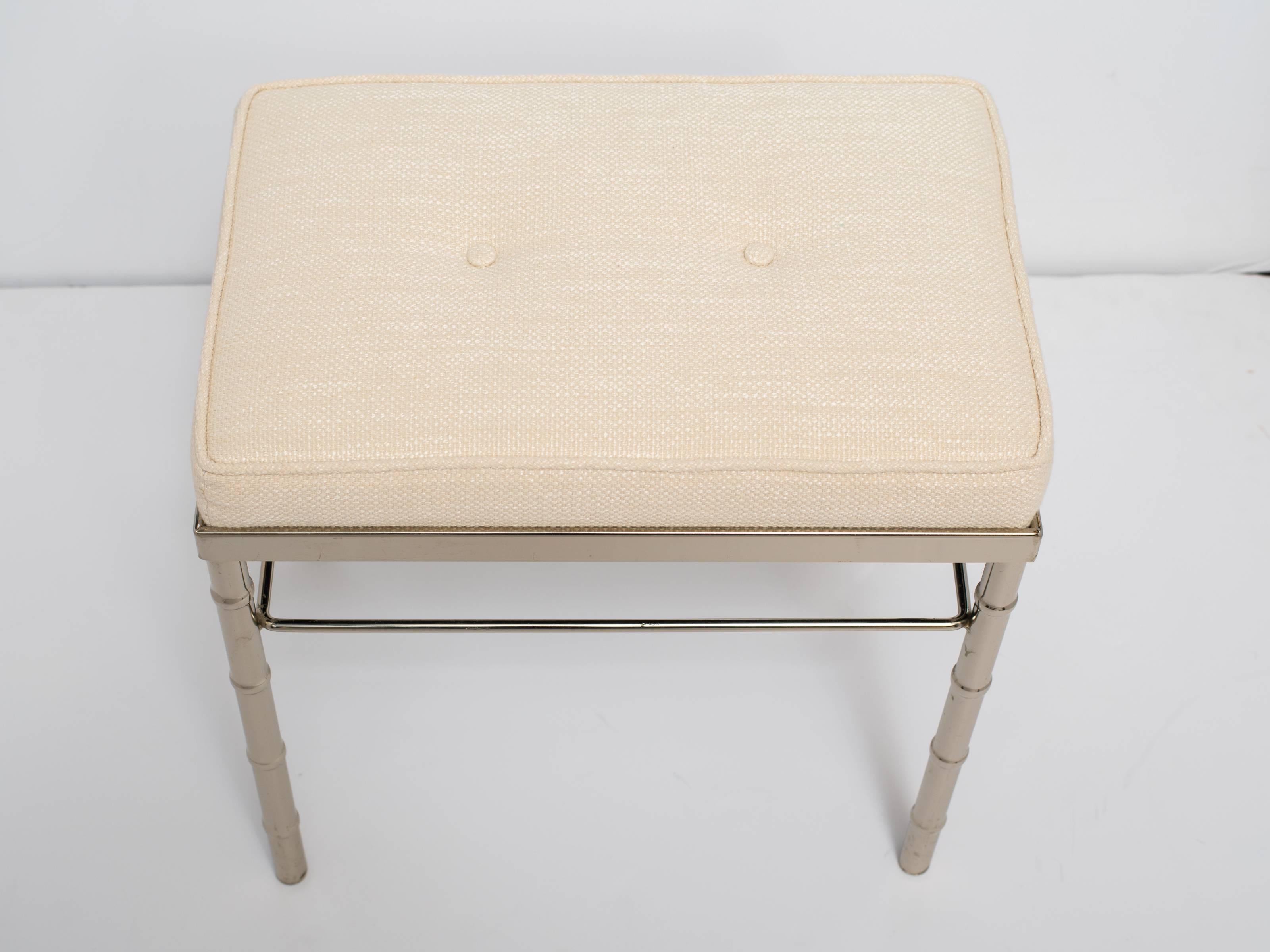 Polished Hollywood Regency Vanity Stool in the Manner of Maison Bagués