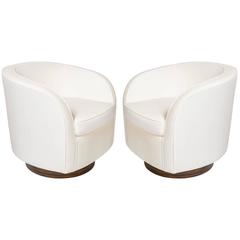 Pair of Luxe Swivel Lounge Chairs by Milo Baughman