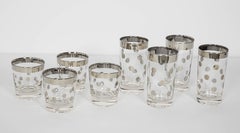 Set of Eight Dorothy Thorpe Barware Glasses with Polka Dot Design