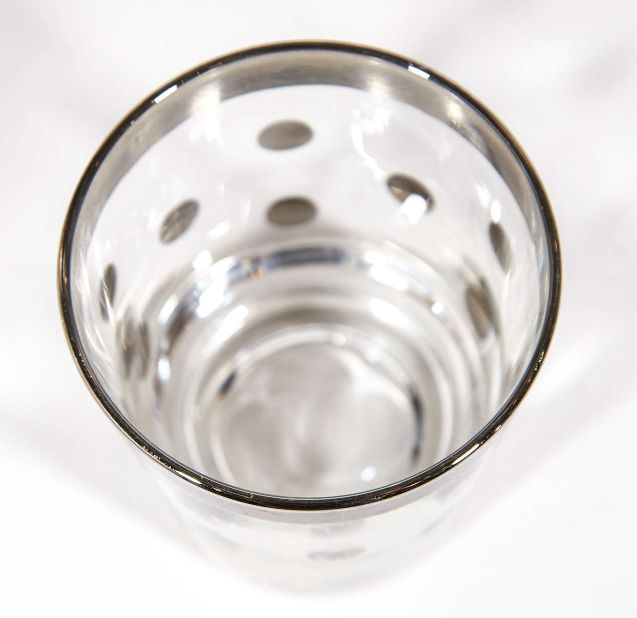 Silver Set of 12 Dorothy Thorpe Barware Glasses with Polka Dot Design