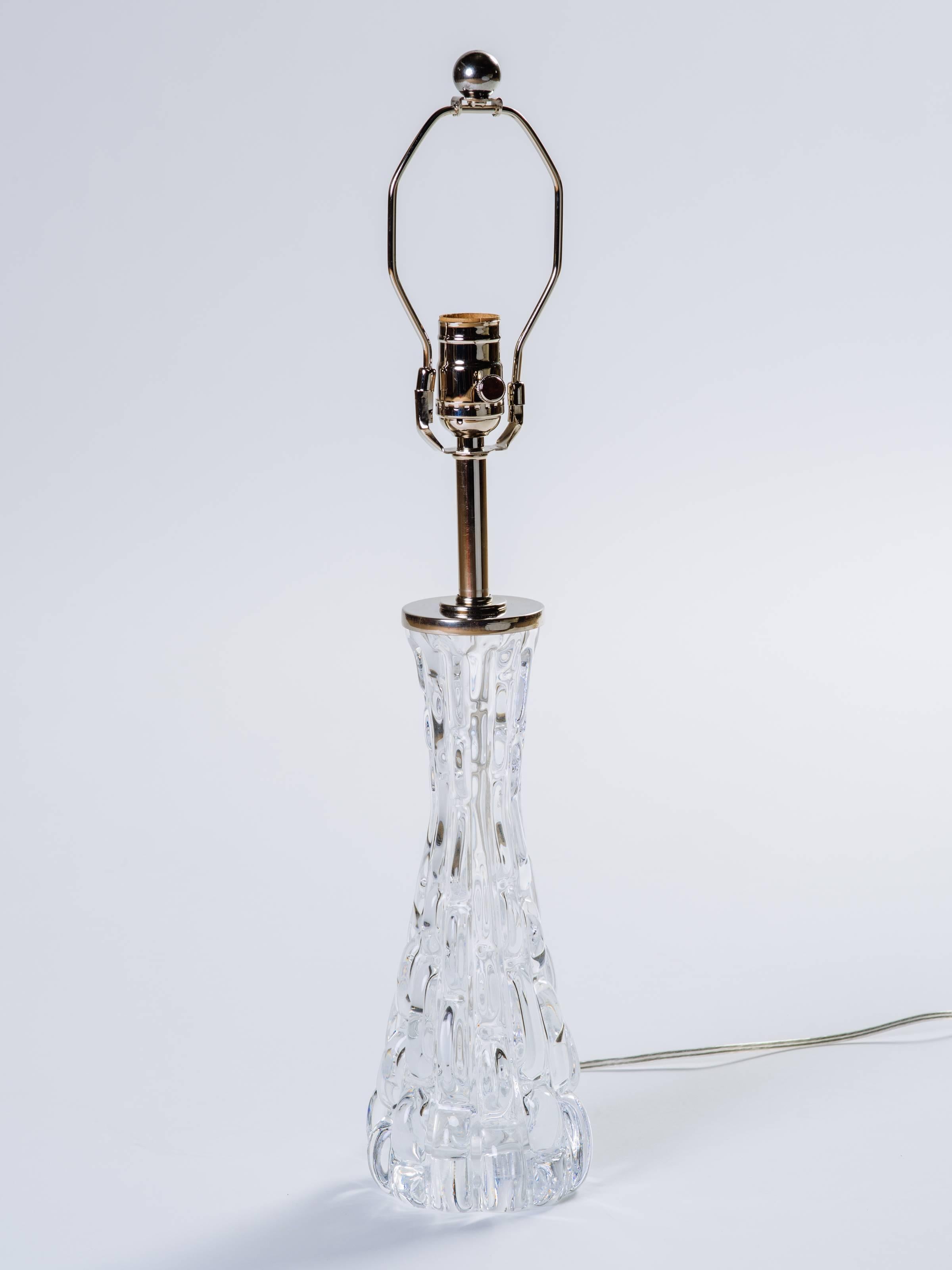 Hand-Crafted Pair of Elegant Ice Glass Lamps by Carl Fagerlund for Orrefors