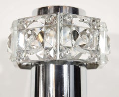 Midcentury Faceted Cut Crystal and Chrome Sconce by Kinkeldey