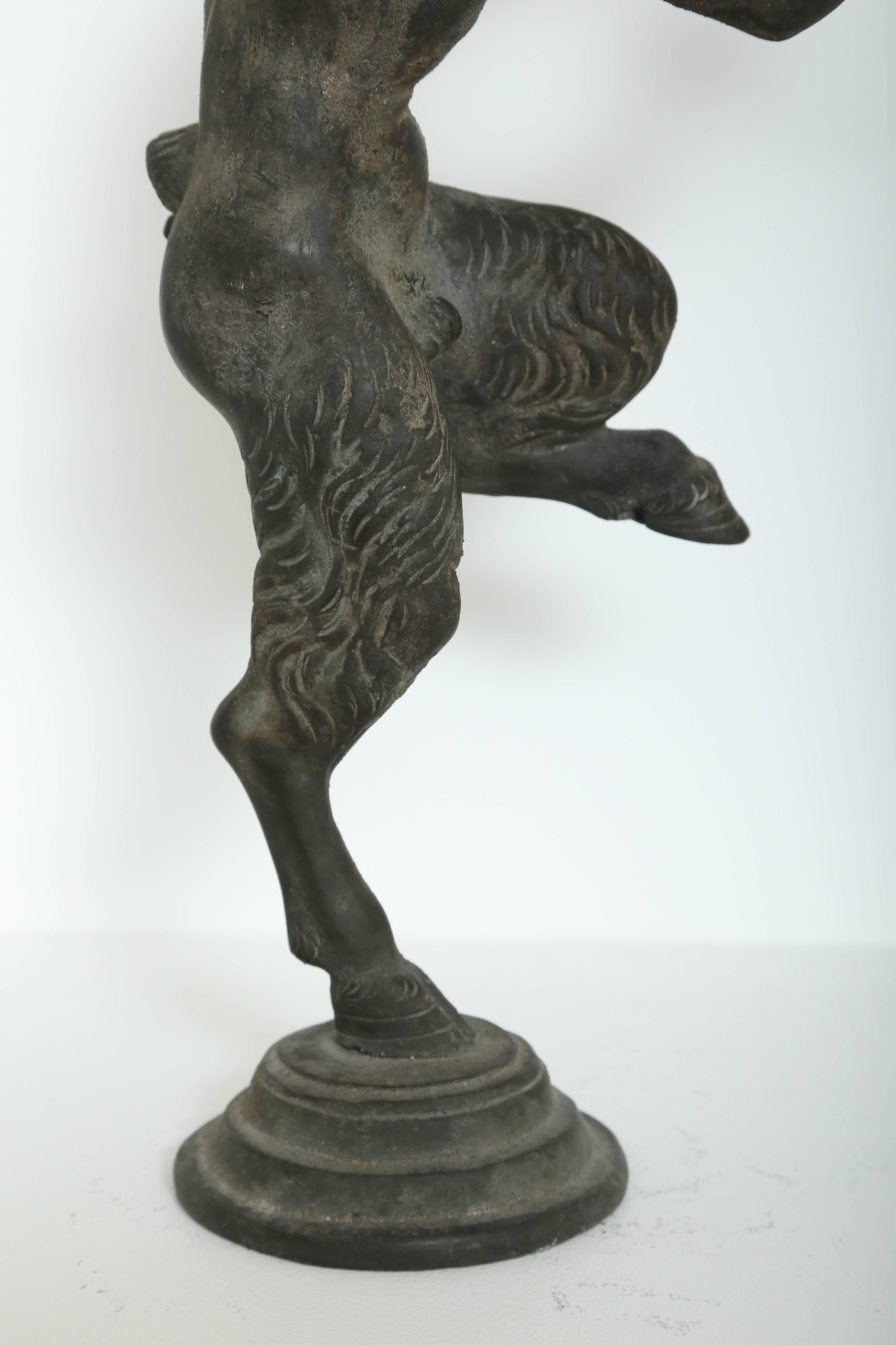 Cast 19th Century Antique Bronze Sculpture of Pan the Mythological God
