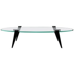 Mid-Century Modern Narrow Elliptic Coffee Table with Tapered Legs