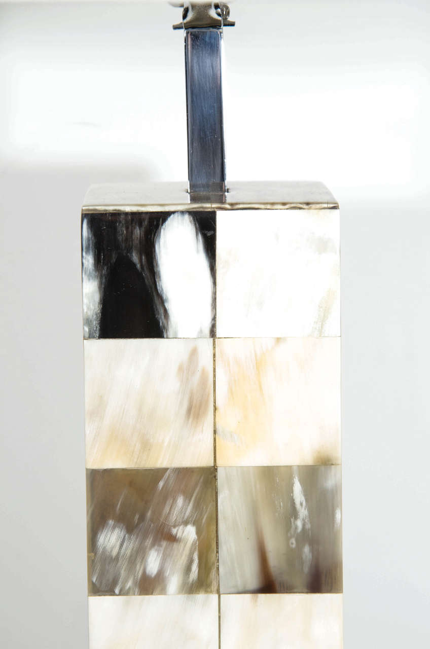 American Mid-Century Modern Genuine Horn Mosaic Table Lamp
