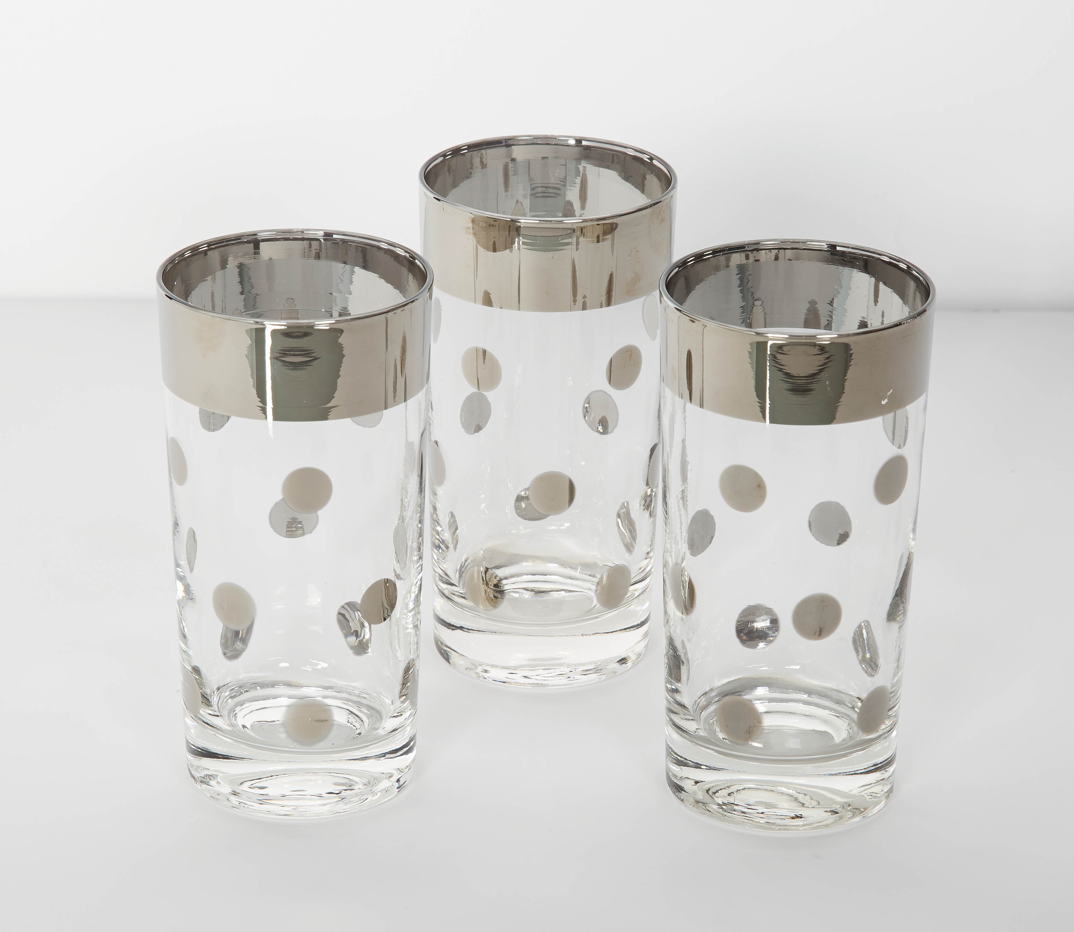 American Set of 10 Mid-Century Barware Glasses with Polka Dot Design by Dorothy Thorpe