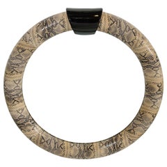 Mid-Century Modern Python Embossed Leather Mirror in the Style of Karl Springer