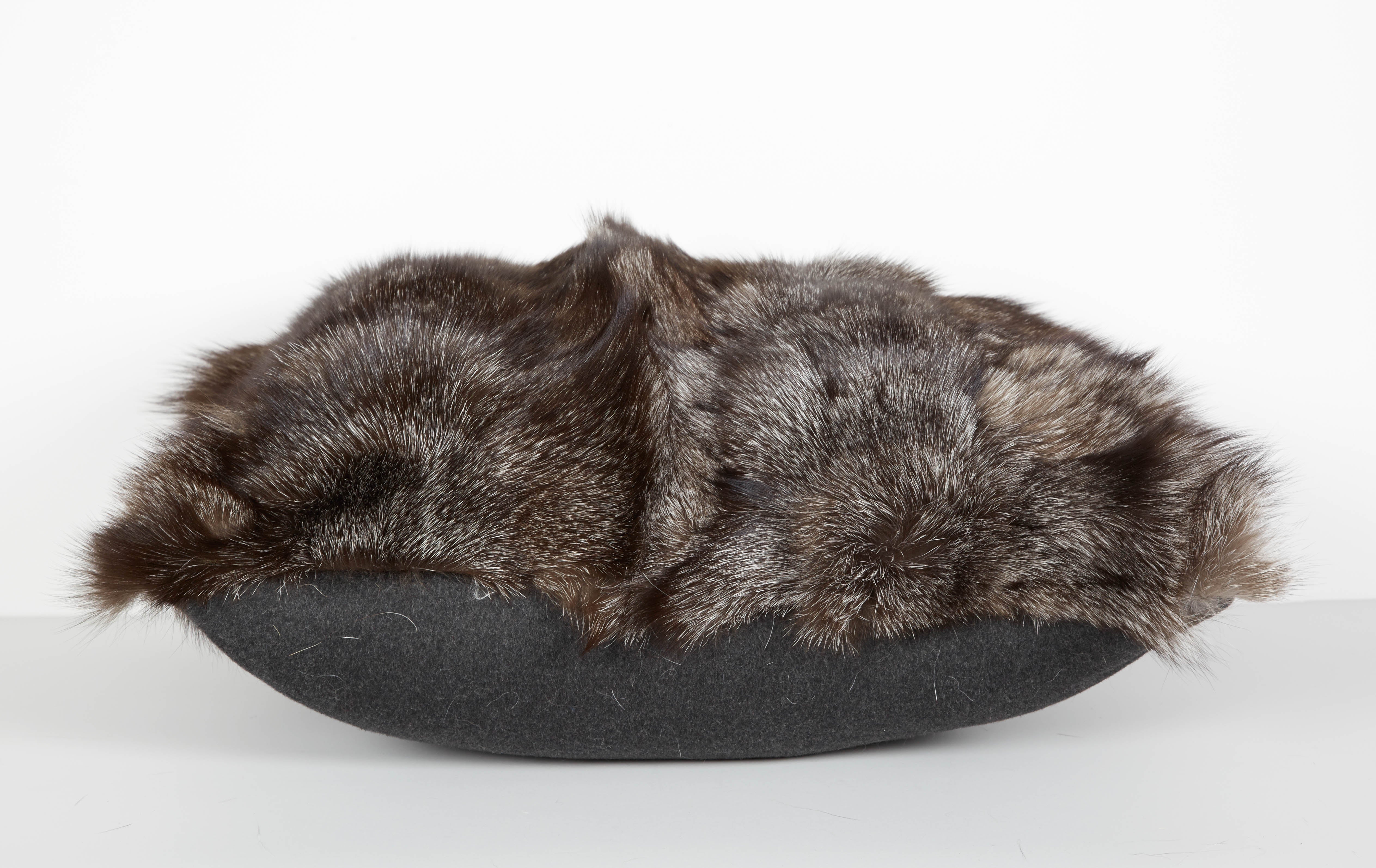 American Genuine Silver Fox Fur Pillow with Cashmere Back