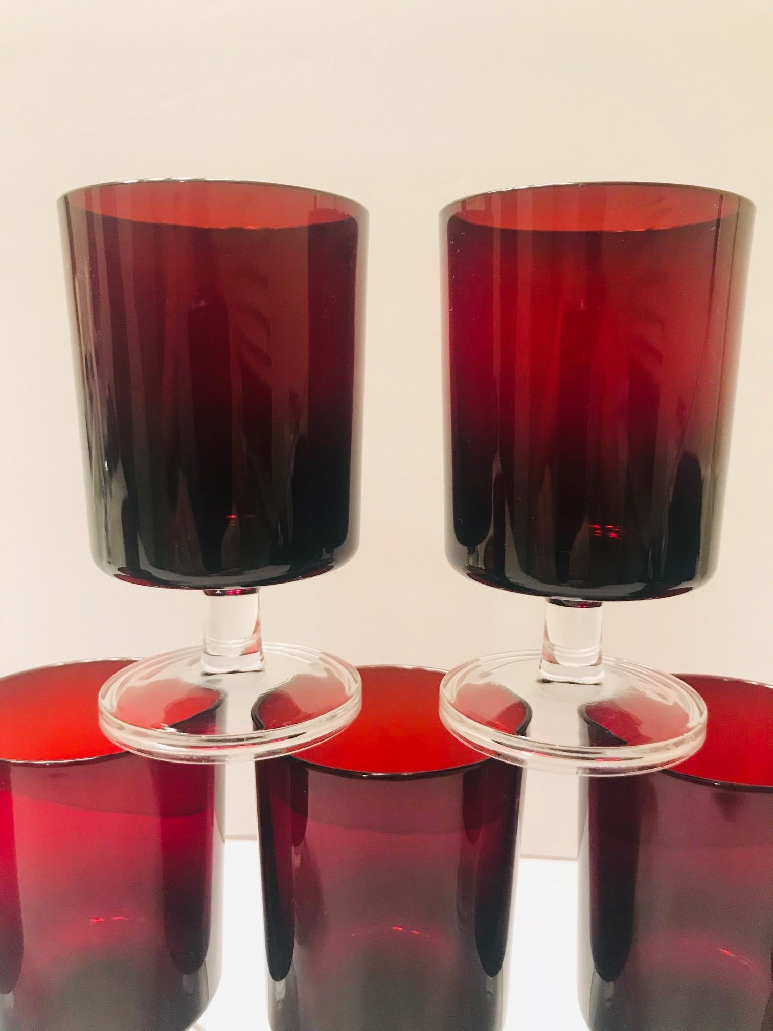 ruby red crystal wine glasses