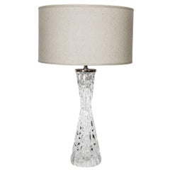 Swedish Mid-Century Modern Crystal Ice Glass Lamp by Orrefors