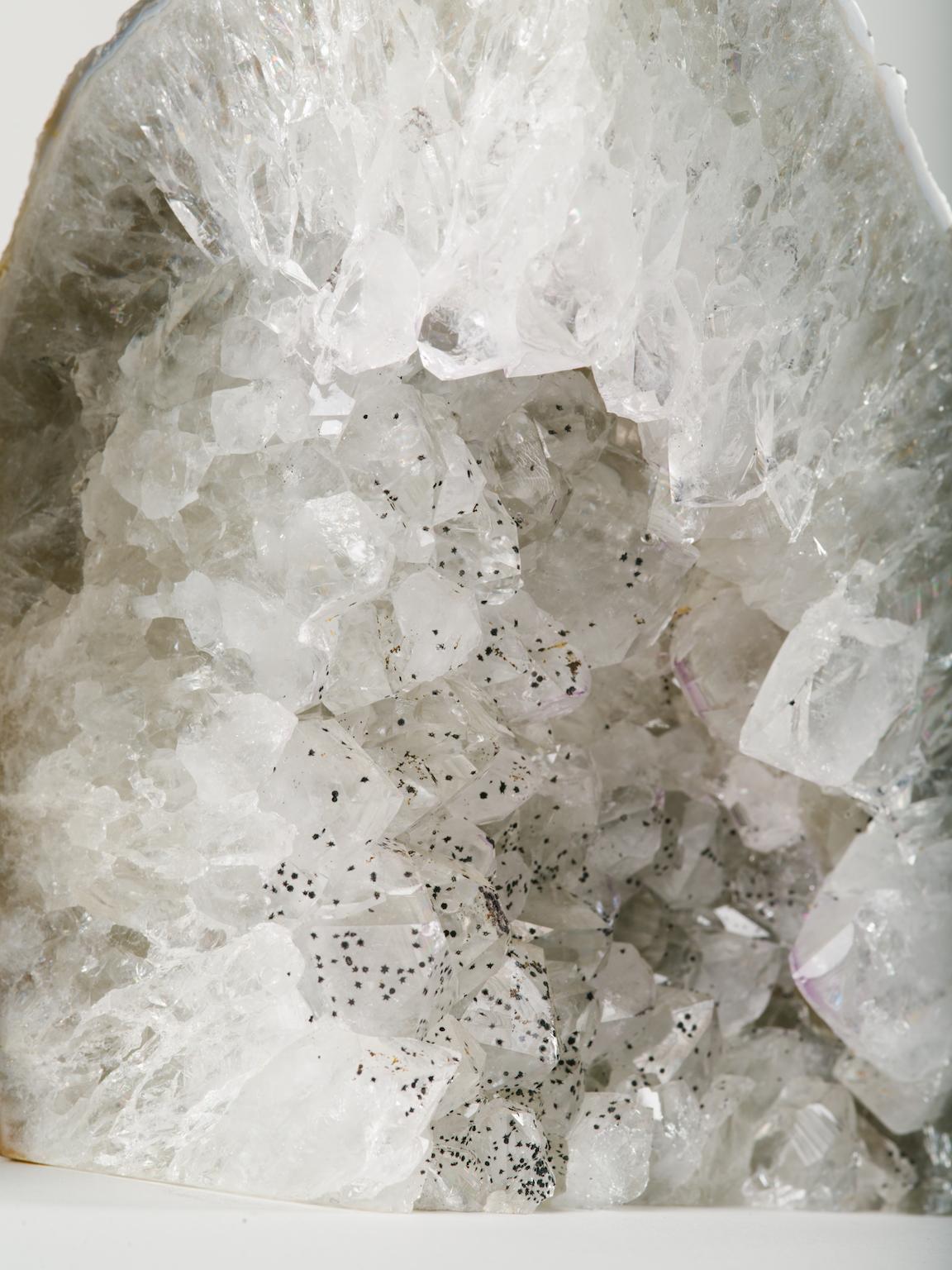 Brazilian Pair of Large Organic Quartz Crystal Geode Bookends