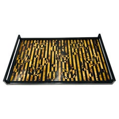 Mosaic Butterfly Tray in Black, Brown, and Tan Pen Shell by R & Y Augousti