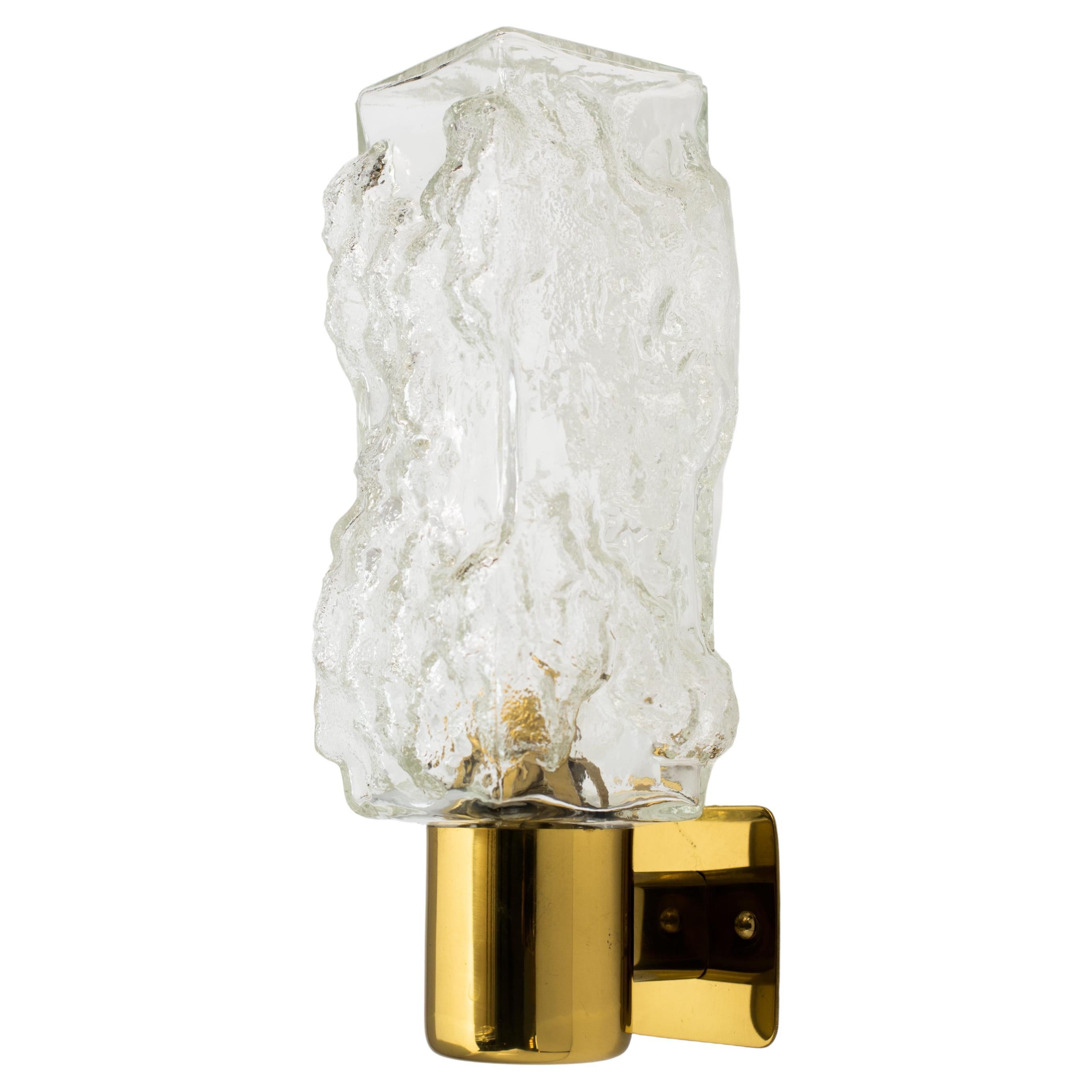 Kalmar Murano Glass and Brass Metal Sconce with Brutalist Design, c. 1960's