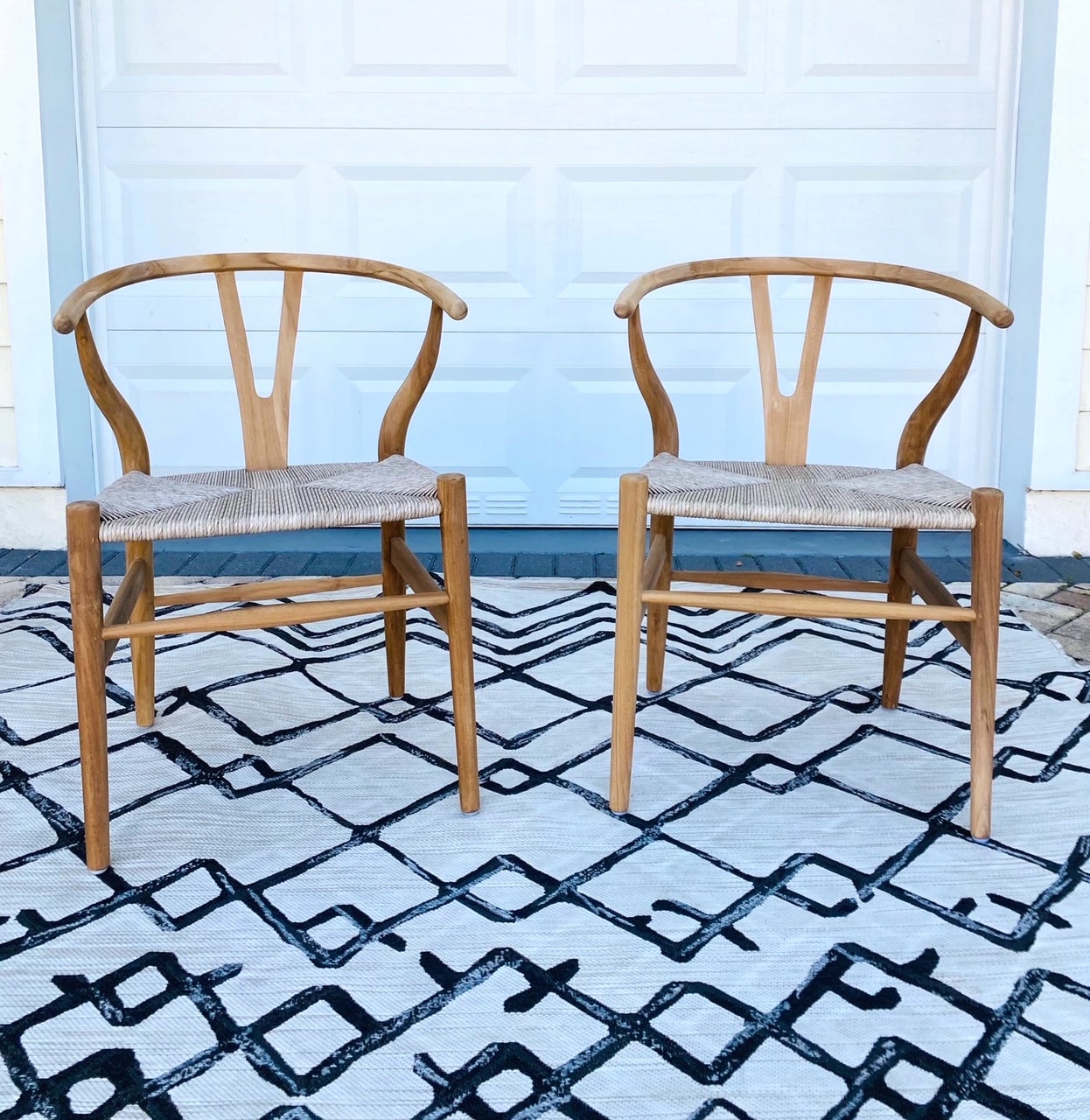 Scandinavian Modern Pair of Vintage Danish Modern Chairs in Natural Teak Wood with Handwoven Seats