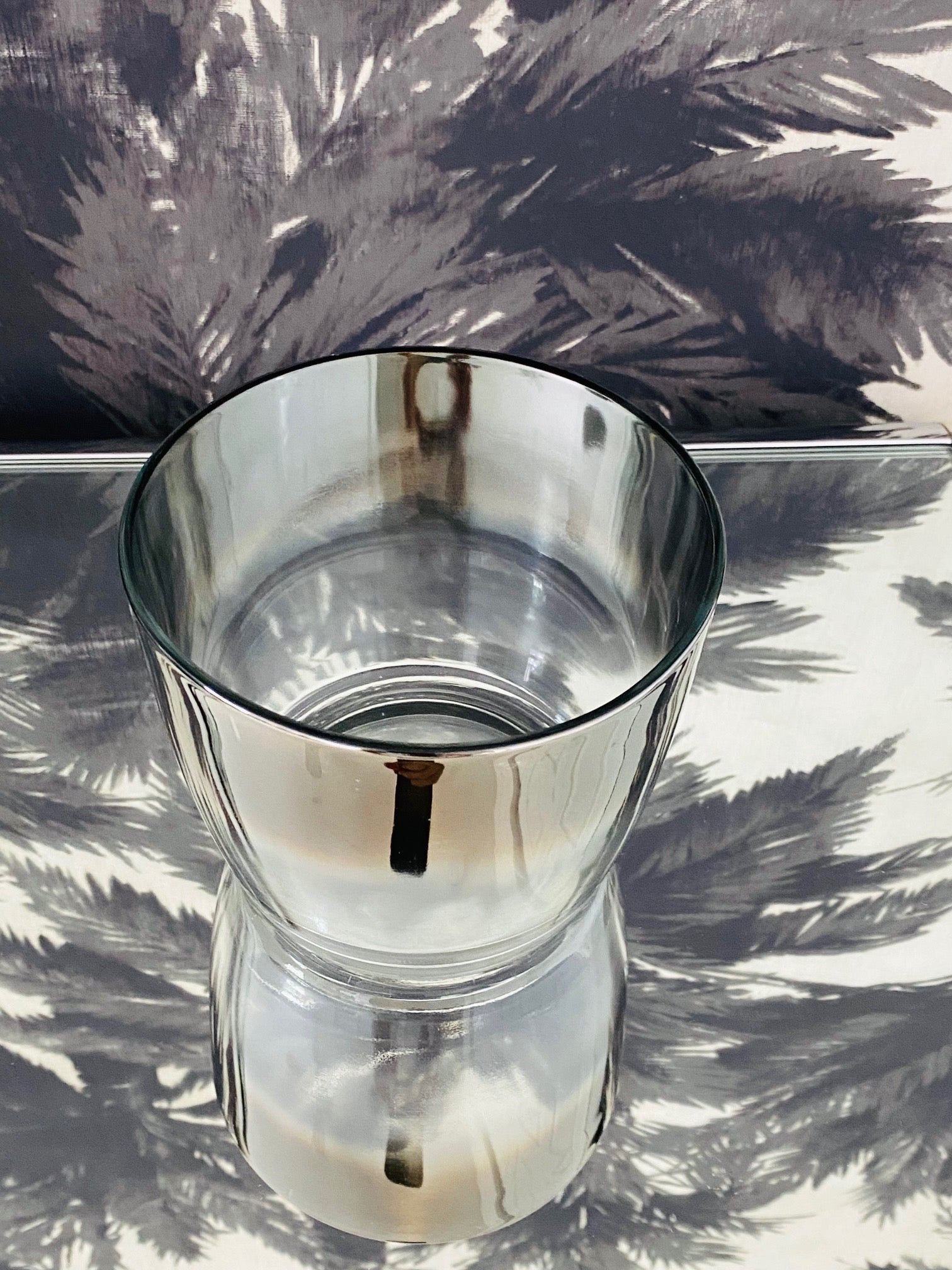 Hand-Crafted Mid-Century Modern Ice Bucket with Silver Fade Ombré Design, c. 1960's