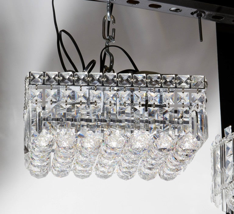 Hollywood Cut Crystal Square Ceiling Light Fixture For Sale at 1stdibs