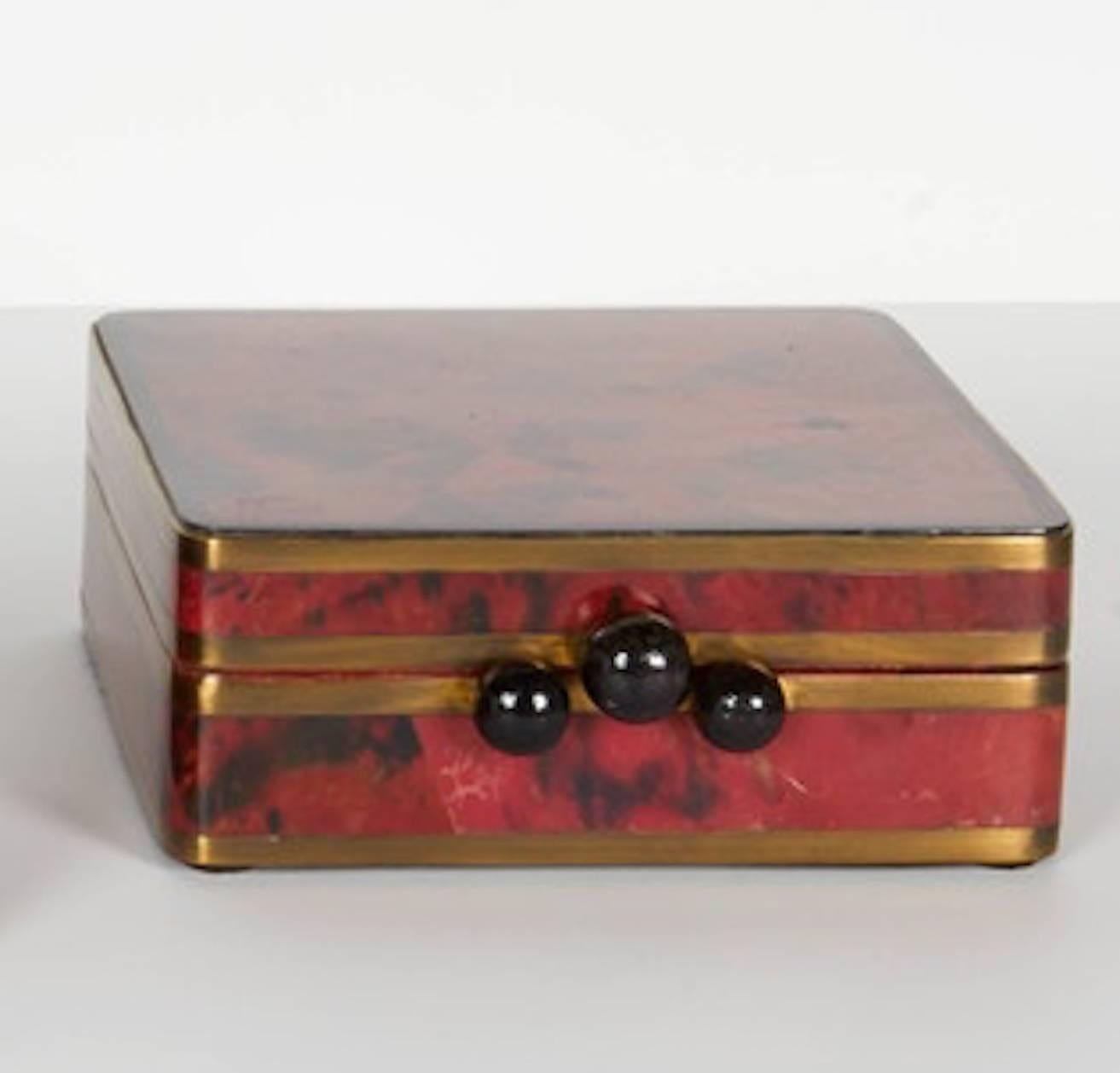 Hand-Crafted Elegant Pen Shell Decorative Box with Bronze and Onyx Details