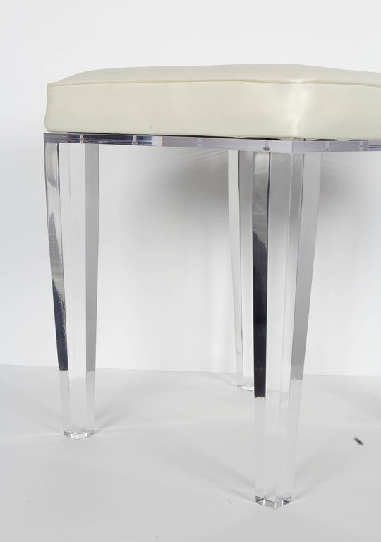 Mid-Century Modern Luxe Lucite Vanity Stool in the Style of Karl Springer