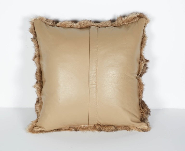 American Luxury Fox Fur Throw Pillows in Taupe