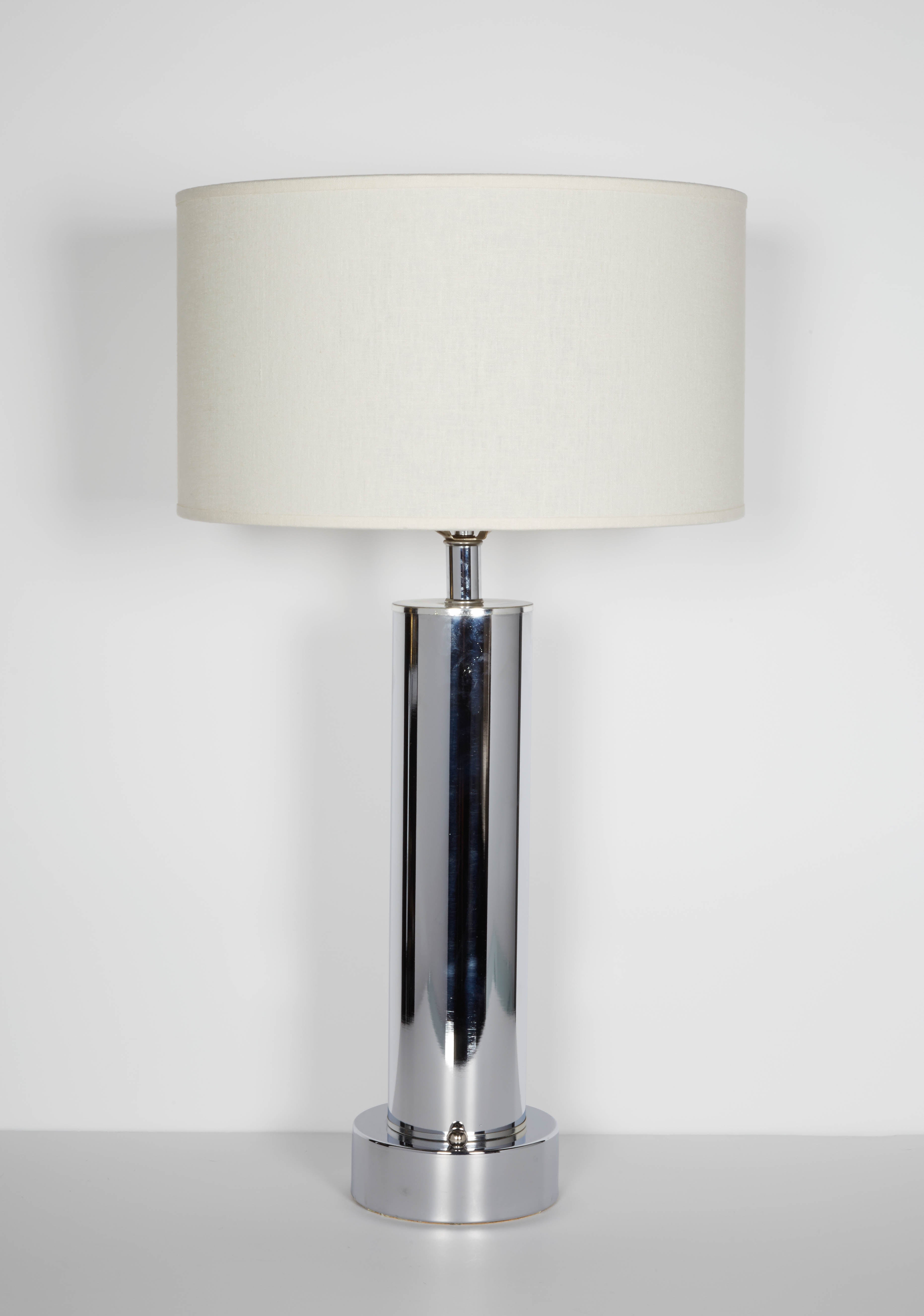 Pair of Machine Age Column Lamps in the Manner of Walter Von Nessen