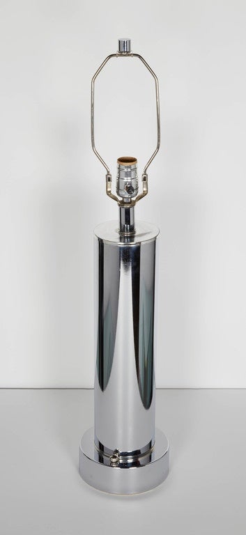 American Pair of Machine Age Column Lamps in the Manner of Walter Von Nessen