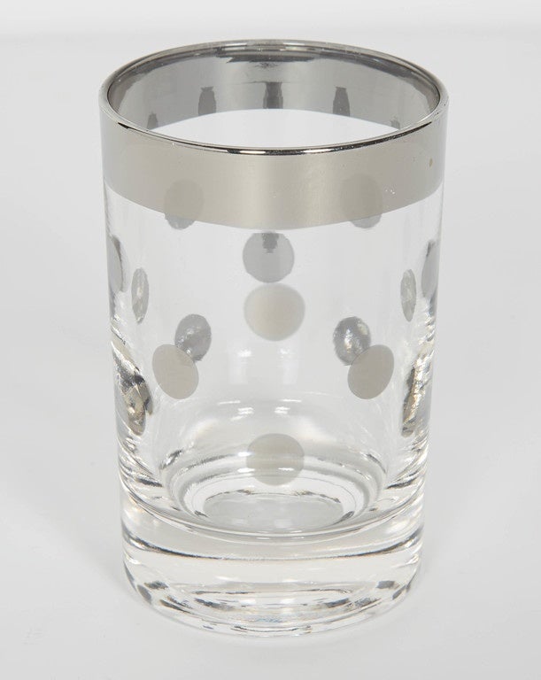 Mid-Century Modern Set of Six Dorothy Thorpe Barware Glasses with Polka Dot Design