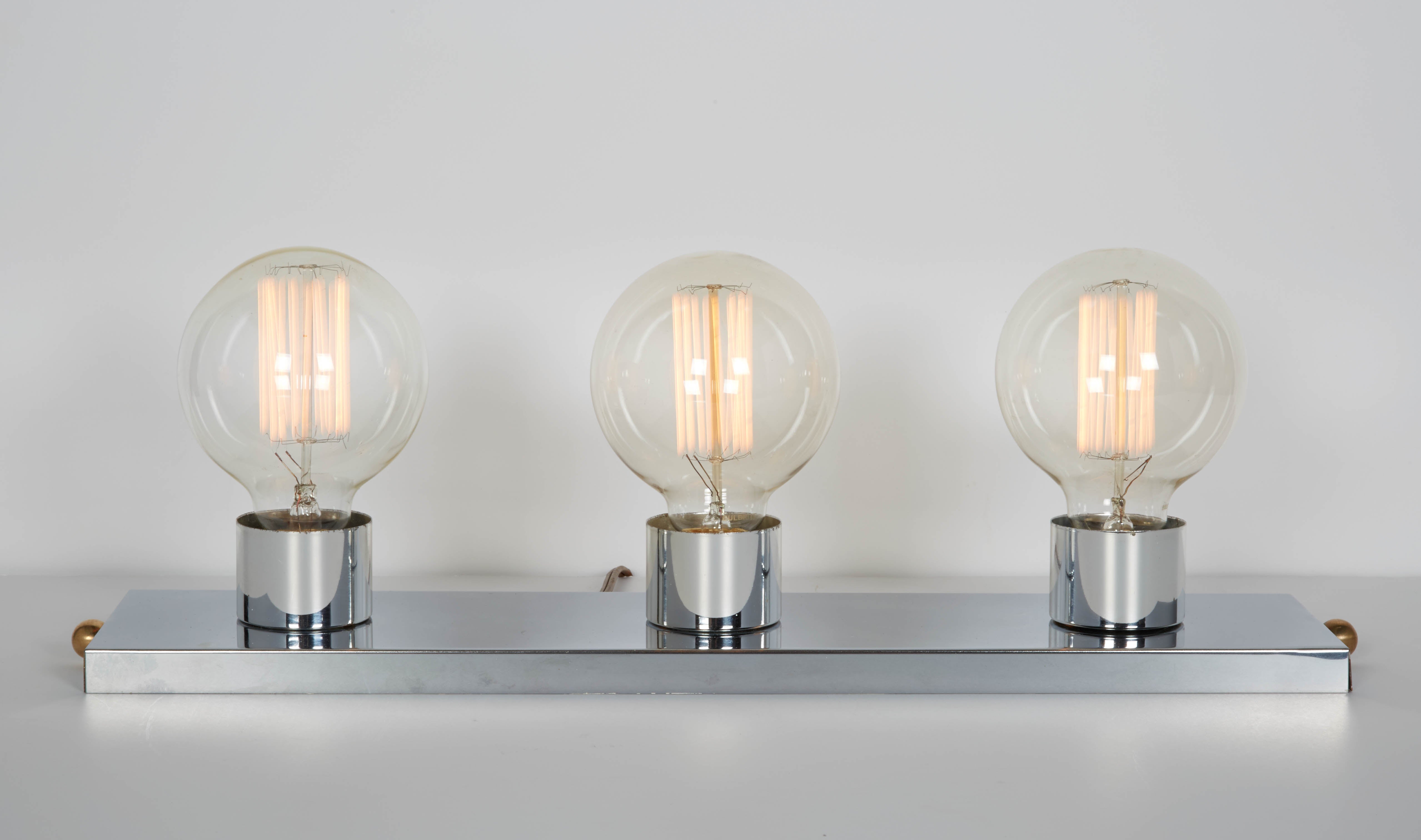 Mid-Century Modern Chromed Vanity Light with Atomic Design