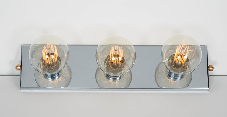 20th Century Mid-Century Modern Chromed Vanity Light with Atomic Design
