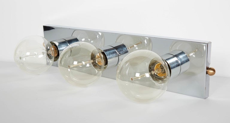Mid-Century Modern Chromed Vanity Light with Atomic Design 1