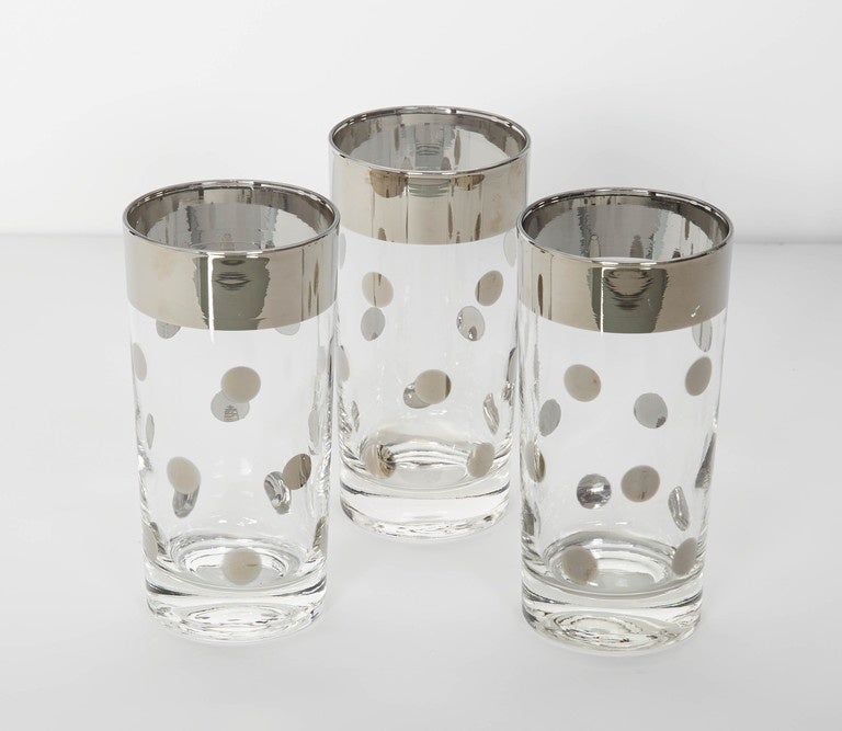 Set of Ten Dorothy Thorpe Barware Tumblr Glasses with Polka Dot Design