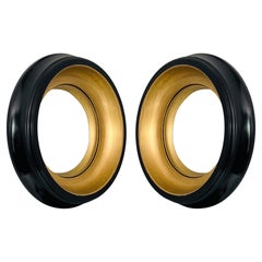 Pair of Regency Convex Bullseye Mirrors with Gold Leaf