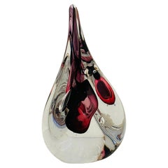 Teardrop Murano Glass Paperweight with Amethyst Center