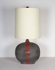 Extraordinary Pair of Mid-Century Pottery Lamps with Amorphous Design