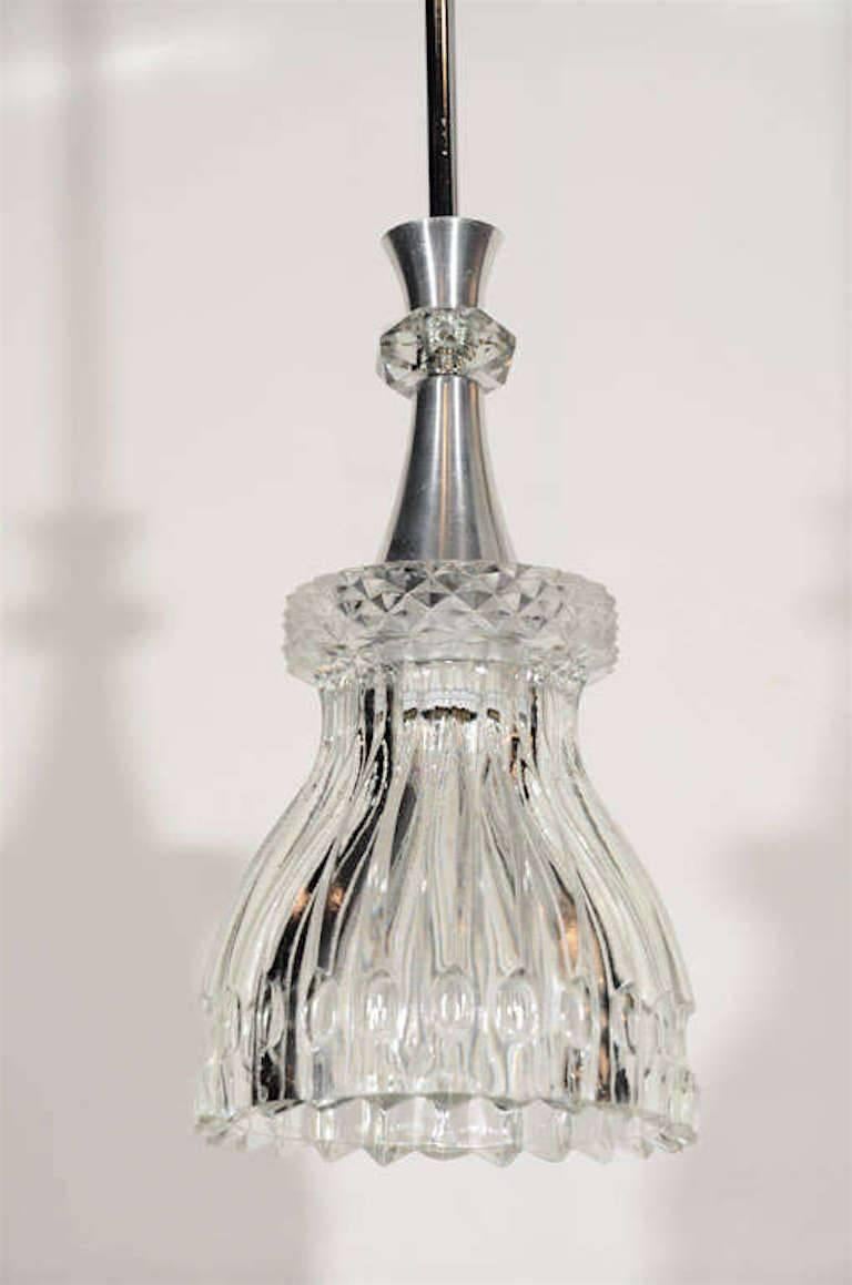 1940s French Cut Crystal Pendant Light 3