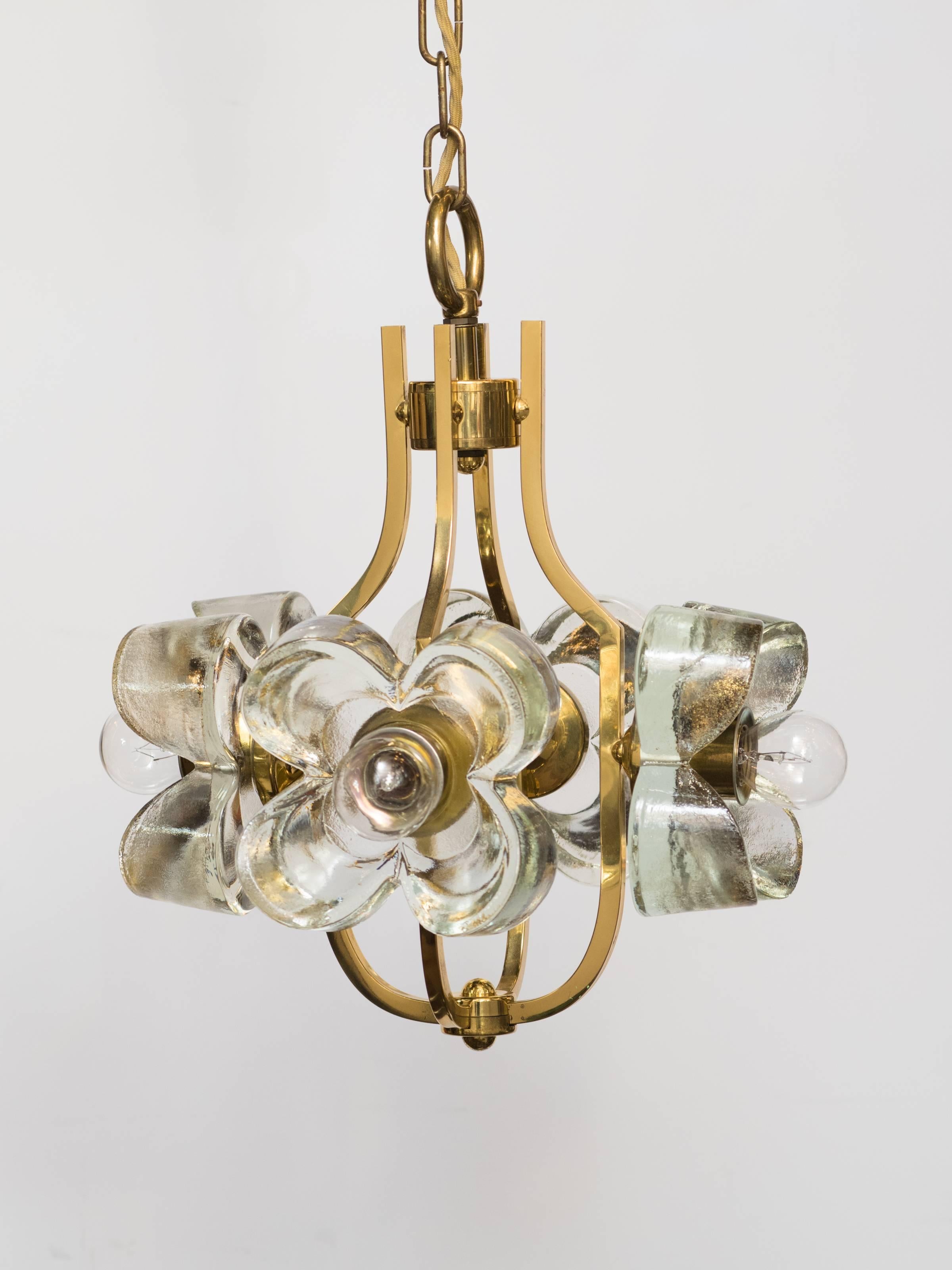 20th Century Mid-Century Modern Pendant with Floral Glass Design by Mazzega