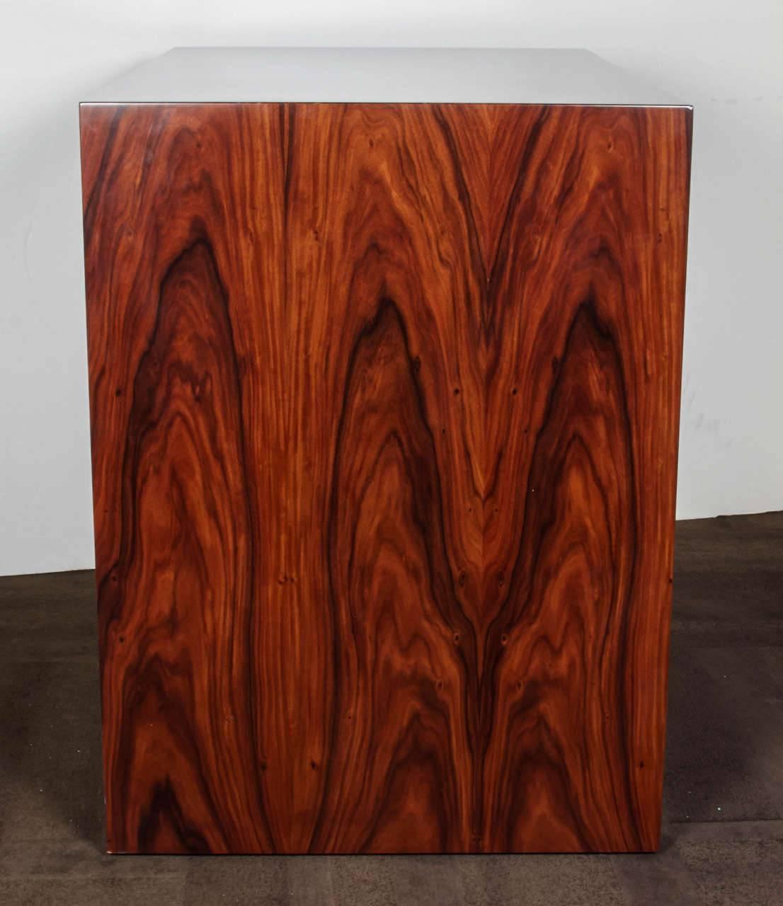 American Mid-Century Modern Style Rosewood Chest of Drawers with Parchment Trim