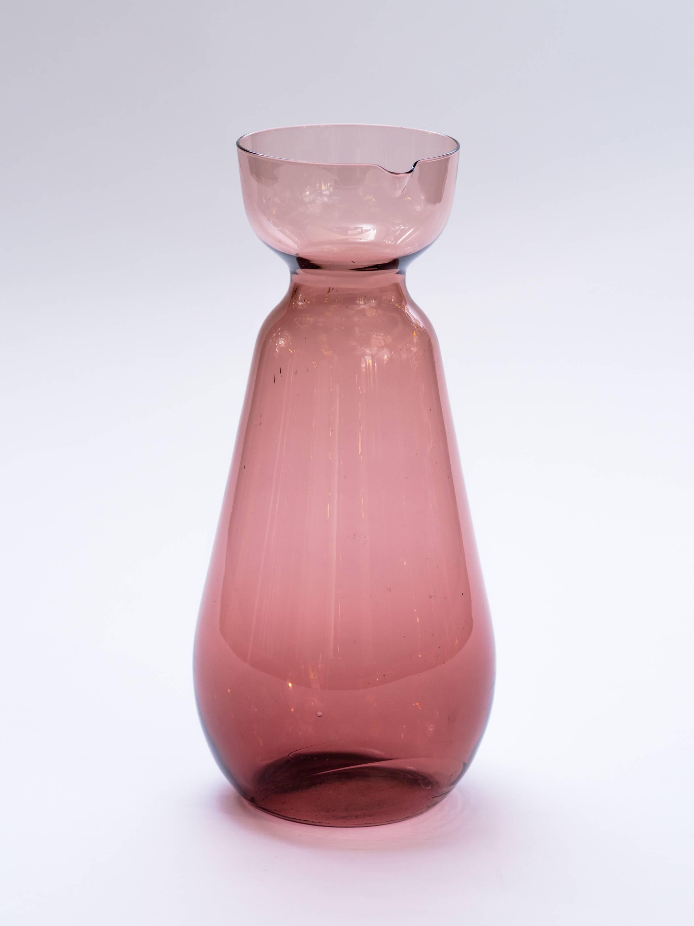 Scandinavian Modern Barware Set in Blown Amethyst Glass / 7Pc. Set at