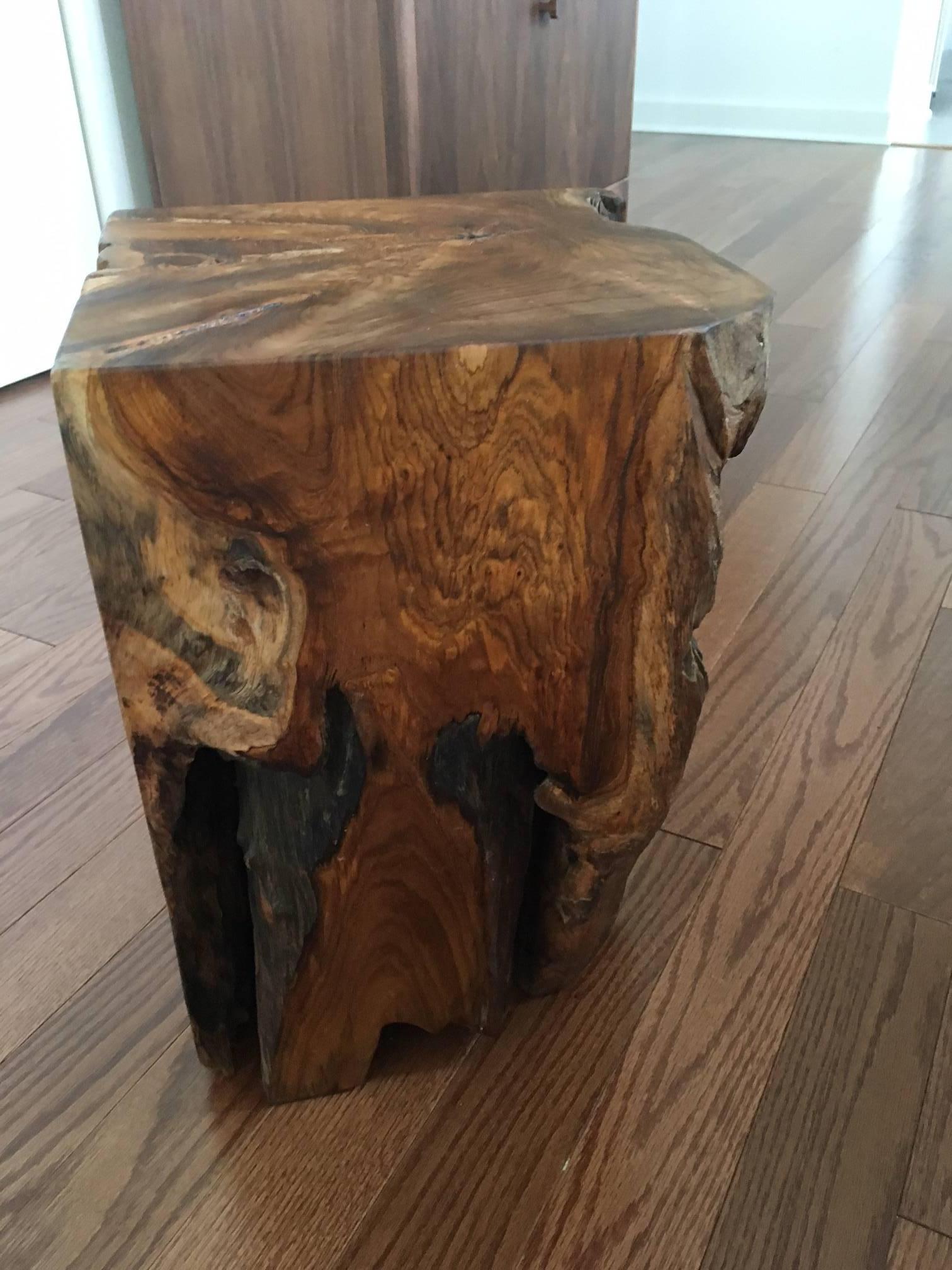 Contemporary Organic Teak Wood Side Table