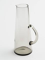 Scandinavian Modern Smoked Glass Beaker Vase & Barware Pitcher